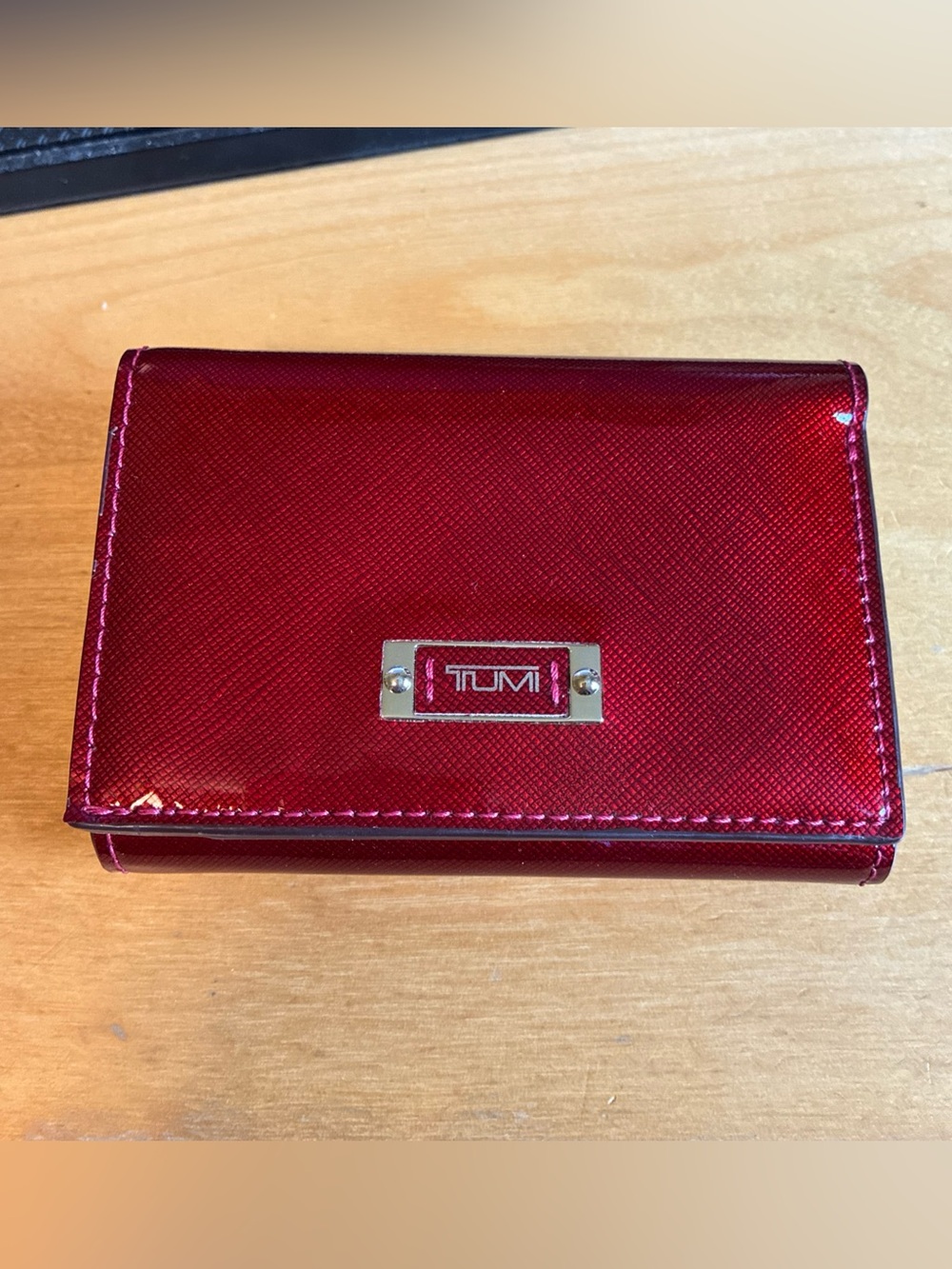 Tumi red patent vintage wallet